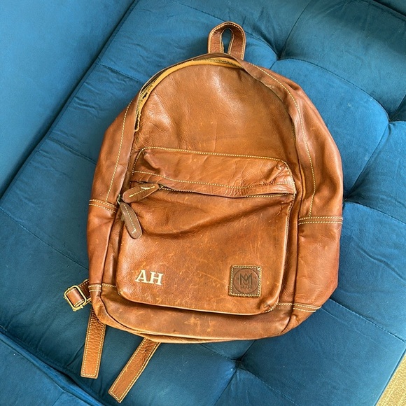Bags | Maui Leather Backpack Brown Ah Initials | Poshmark
